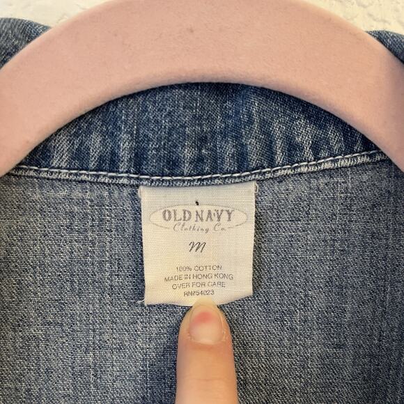 Vintage Old Navy Denim Jacket Womens Medium 90s Grunge Cropped Button Casual - Picture 5 of 10